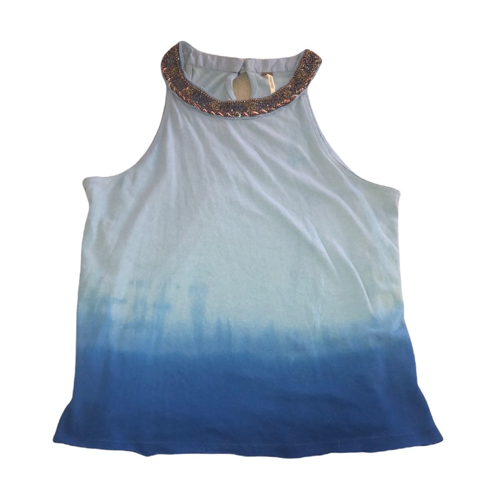 Free People Blue Ombré Beaded Tank